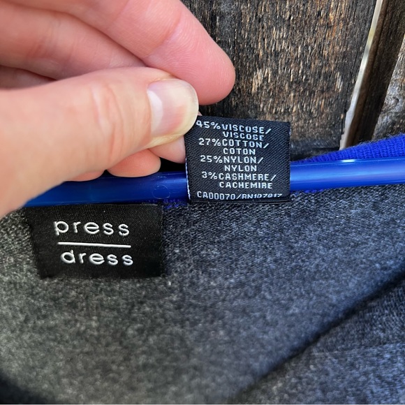 Press Dress Cashmere Blend V-Neck Short Sleeve Sweater Tunic Sz L - Picture 3 of 11